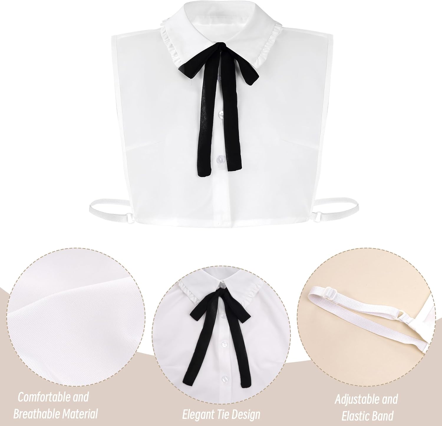 1Pcs Fake Collar for Women Detachable Dickey Collar Tops Faux False Collar Half Shirts Graduation Daily Wear White and Blue - Image 5