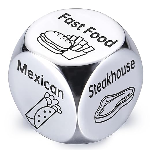 Stocking Stuffers for Men Women Adults: Steel Food Decision Dice Funny Gifts for Him Her Couple Girlfriend Boyfriend Husband Wife Christmas Anniversary Valentines Birthday Wedding Fathers Day