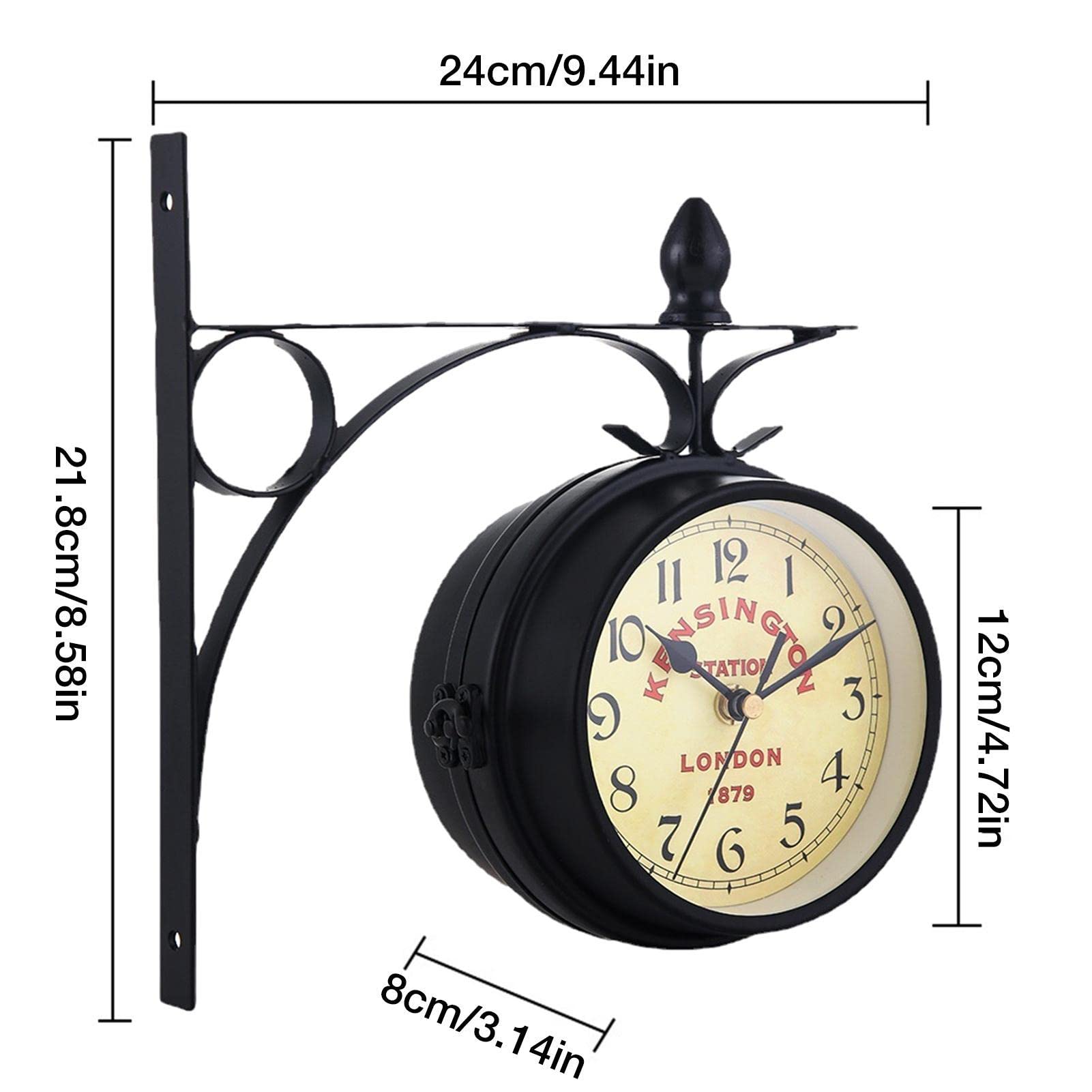 smashing Orologio da Esterno a Doppia Faccia | Orologio a Doppia Faccia Appeso - Semplice Stile Europeo, Orologio da Stazione a Due Facce di Facile Lettura per Giardino, Decorazioni per la casa