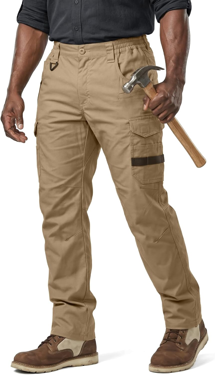 Men's Work Pants, Ripstop Water Resistant Stretch Outdoor BDU Tactical Hiking Utility Cargo Pants for Men