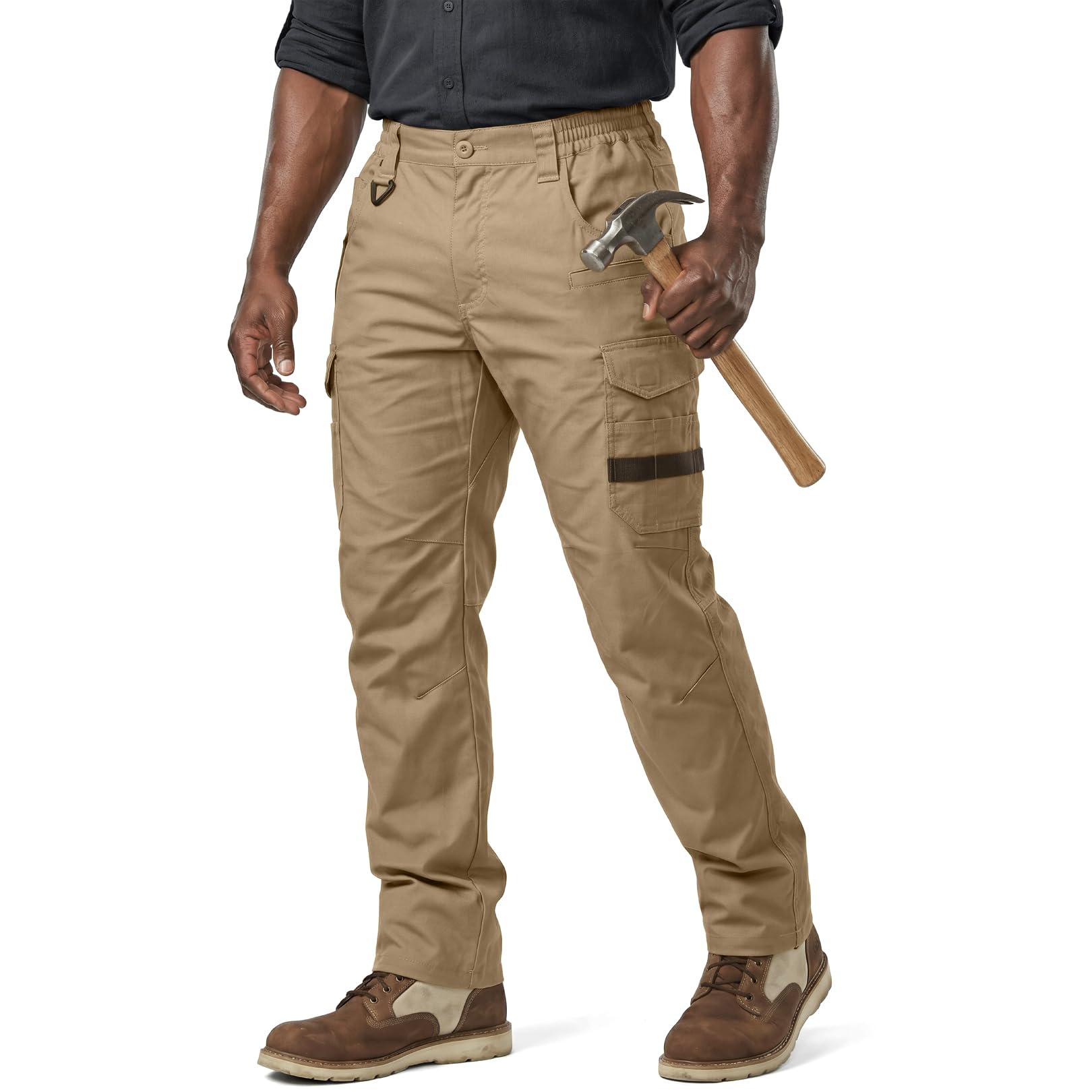 Pantaloni tattici da trekking da uomo, resistenti all'acqua, ripstop, pantaloni cargo con 11 tasche, pantaloni flessibili elasticizzati, leggeri, da lavoro, combattimento, attività all'aperto