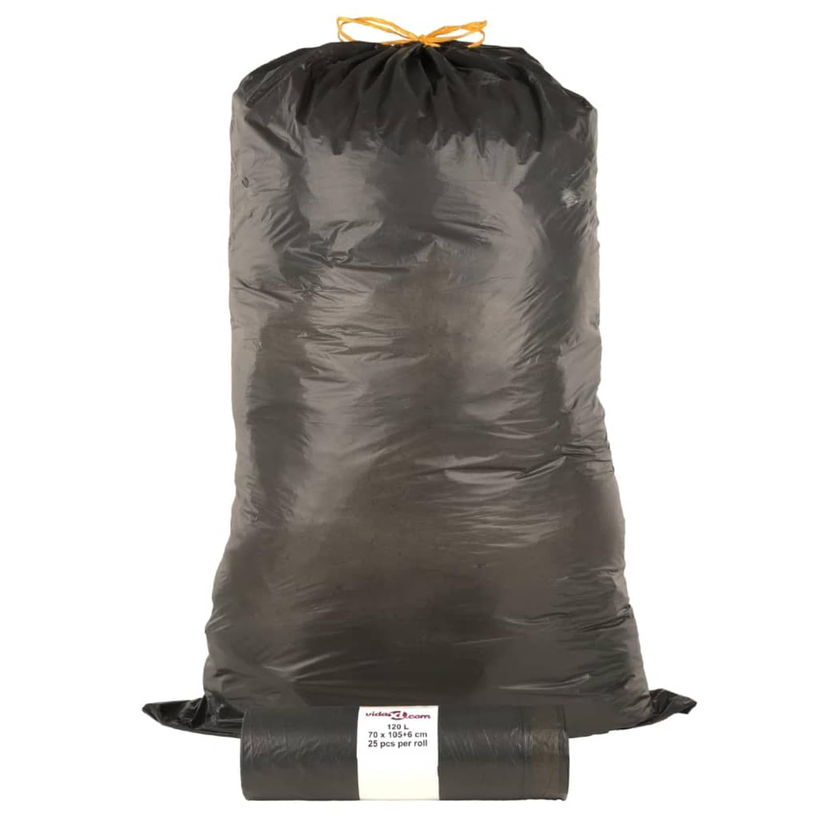 Homgoday Bolsas de Basura con Cierre de cordón 250 Unidades Negras 120 l Bolsas de Basura