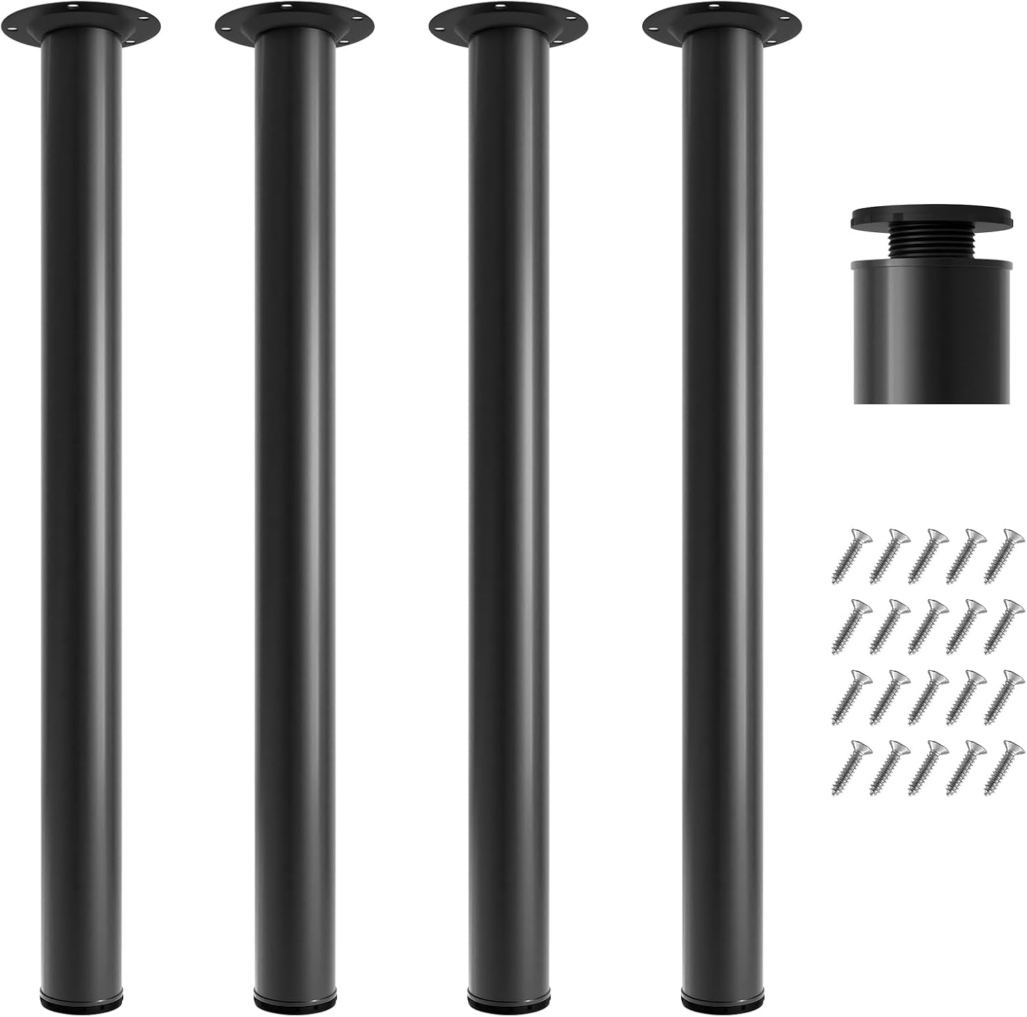 30 Inch Adjustable Table Legs, Metal Furniture Legs for Desk, Heavy Duty Pipe Legs for Office Table, Dining Table, Computer Table and Countertops, (Black, Set of 4)