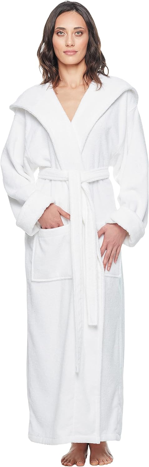Arus Womens Soft Twist Hooded Full Length Turkish Cotton Long Bathrobe - Image 2