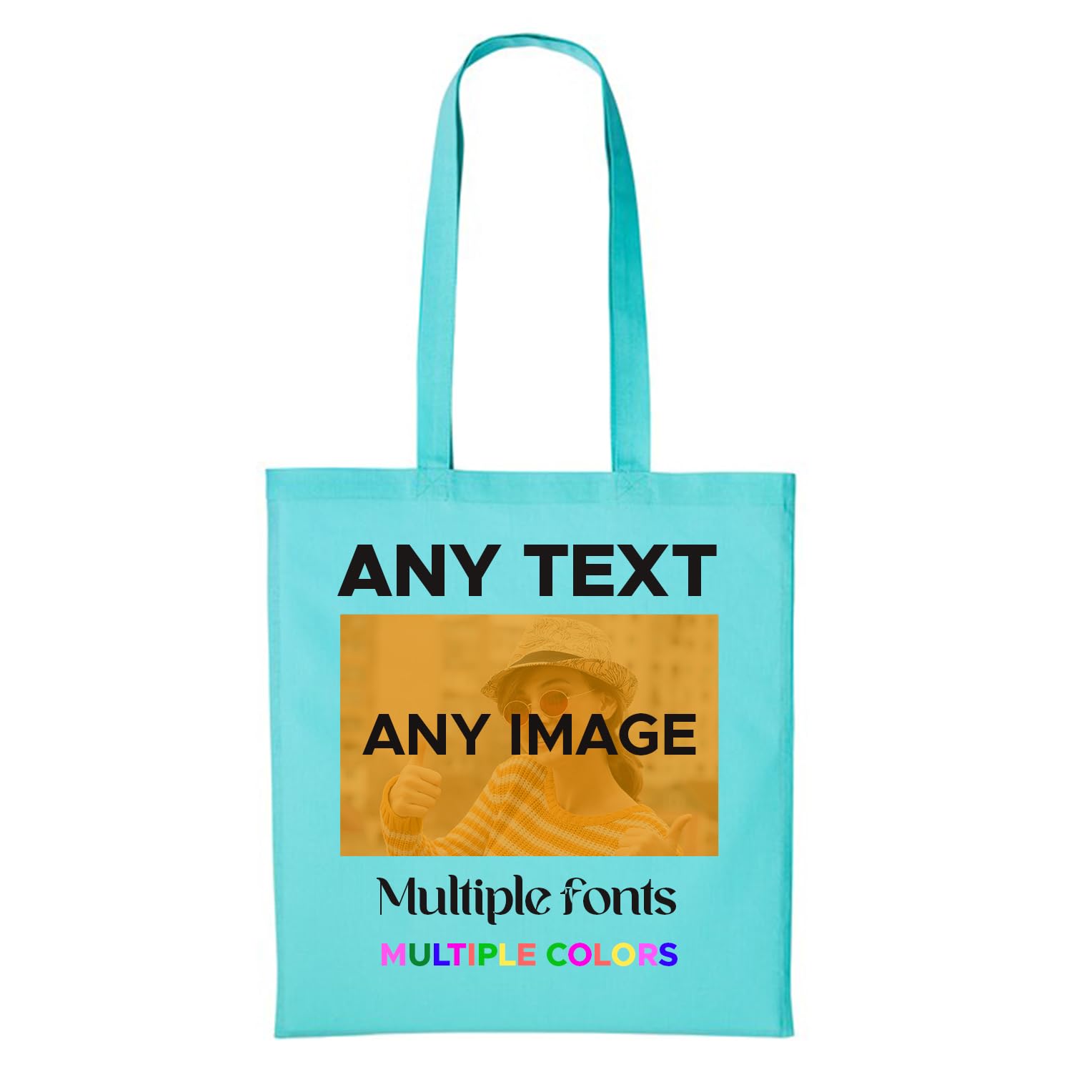 Gift Hub Personalised Tote Bags for Men & Women | Custom Cotton Tote Bag with Any Text and Image | Ideal for Teachers, Shopping, Work, and Beach | Multiple Colour, 38x42cm, 150 gsm - Peppermint