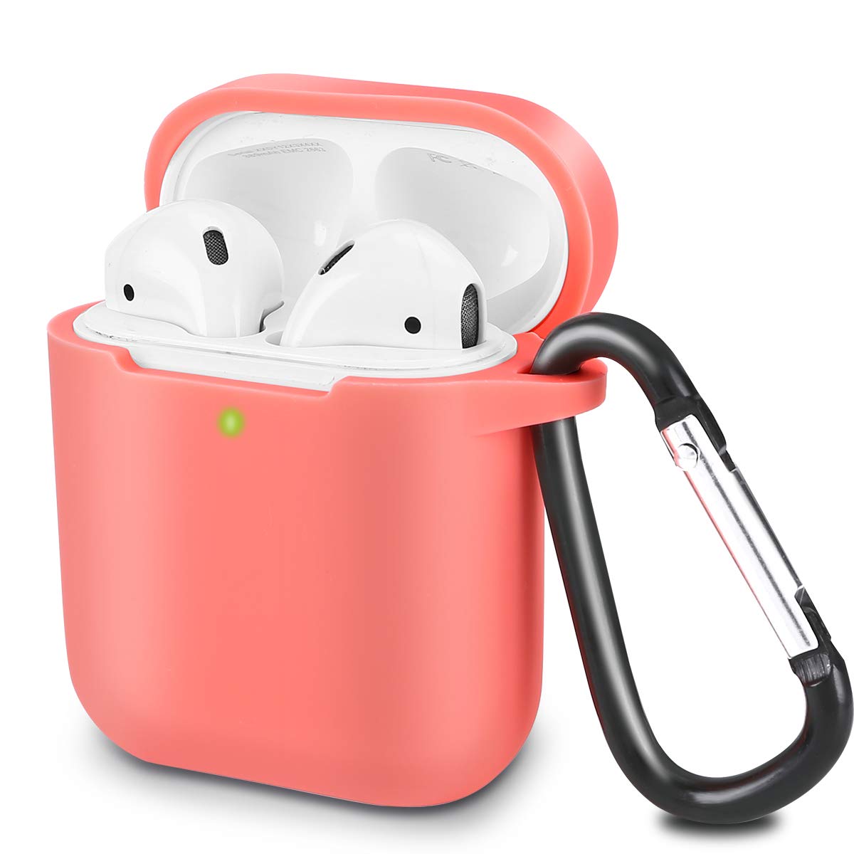 KOKOKA Custodia in Silicone da Appendere Compatiblile con AirPods 2 & 1, Custodia Protettiva per AirPods, Airpods Case Cover LED Anteriore Visibile Moschettone Portachiavi, Viola - 5