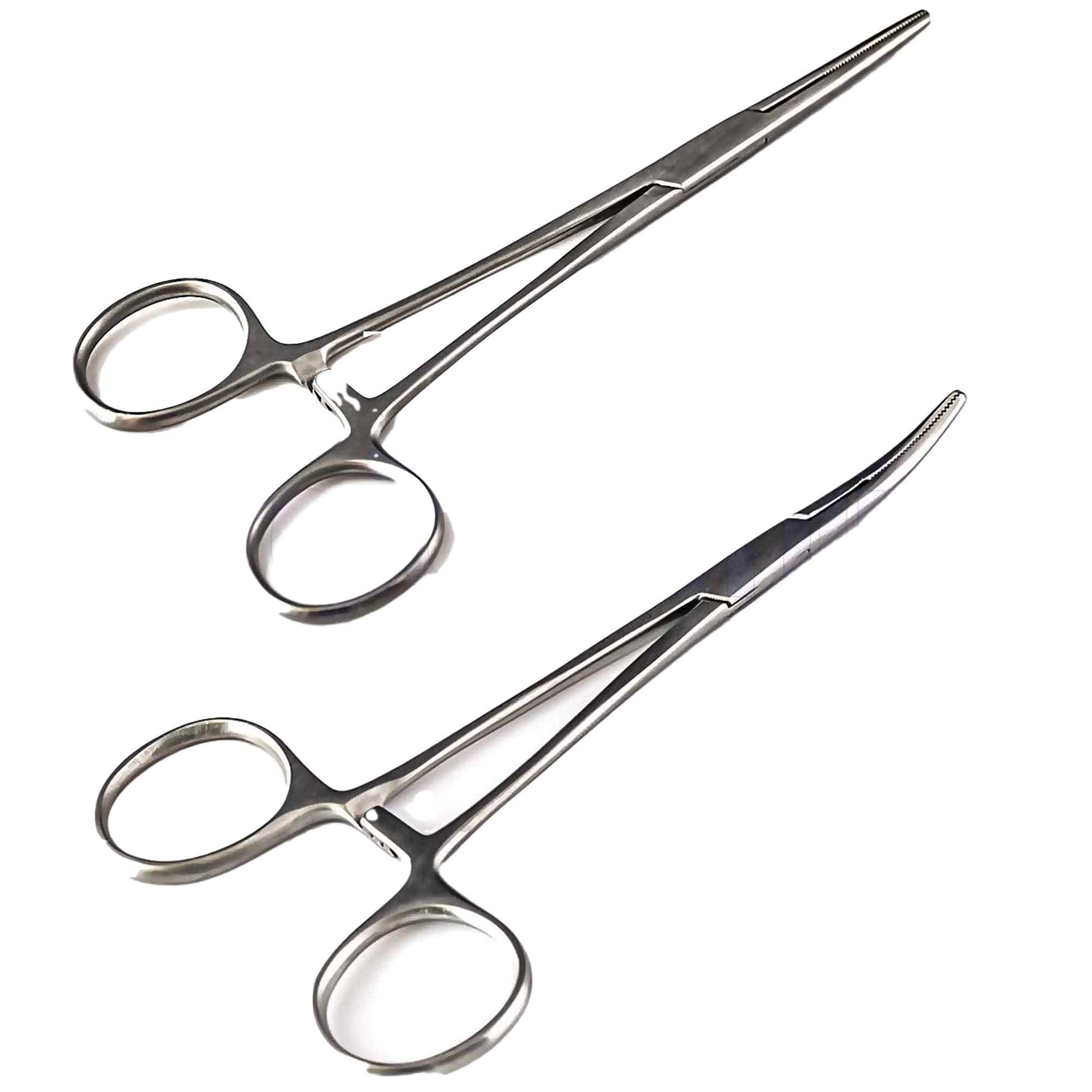 SURGICAL ONLINE 2-Piece Curved & Straight 5" Hemostat Set - Stainless Steel Locking Tweezer Clamps - Ideal Hemostats for Nurses, Fishing Forceps, Crafts and Hobby