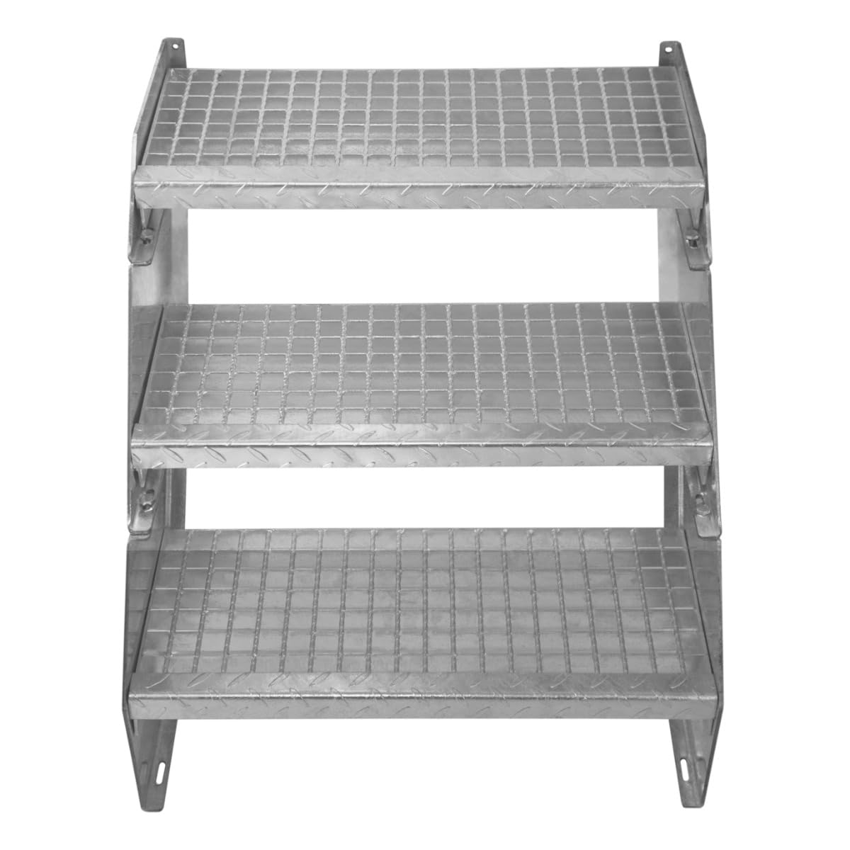 Escalera Metálica Ajustable - 8 escalones 600mm/60 cm ancho x 300mm/30cm alto | Acero Galvanizado | Peldaños impermeables | Pernos, arandelas y tuercas INCLUÍDOS | Ideal exterior