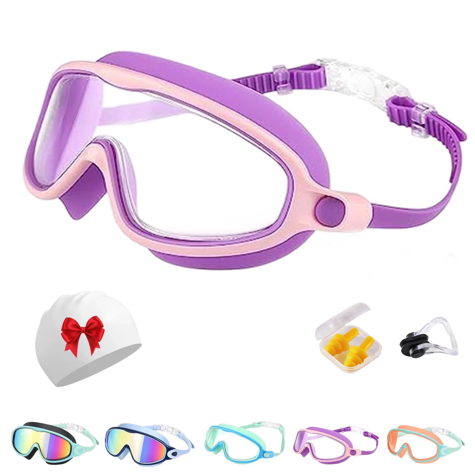 HItianya Tibatoes Goggles, Tibatoes Clip-on Swim Goggles with Quick Release Strap, 180°Wide Angle Vision, No Leaks & No Fog & UV-protective, Versatile for Every Water Activity (H)