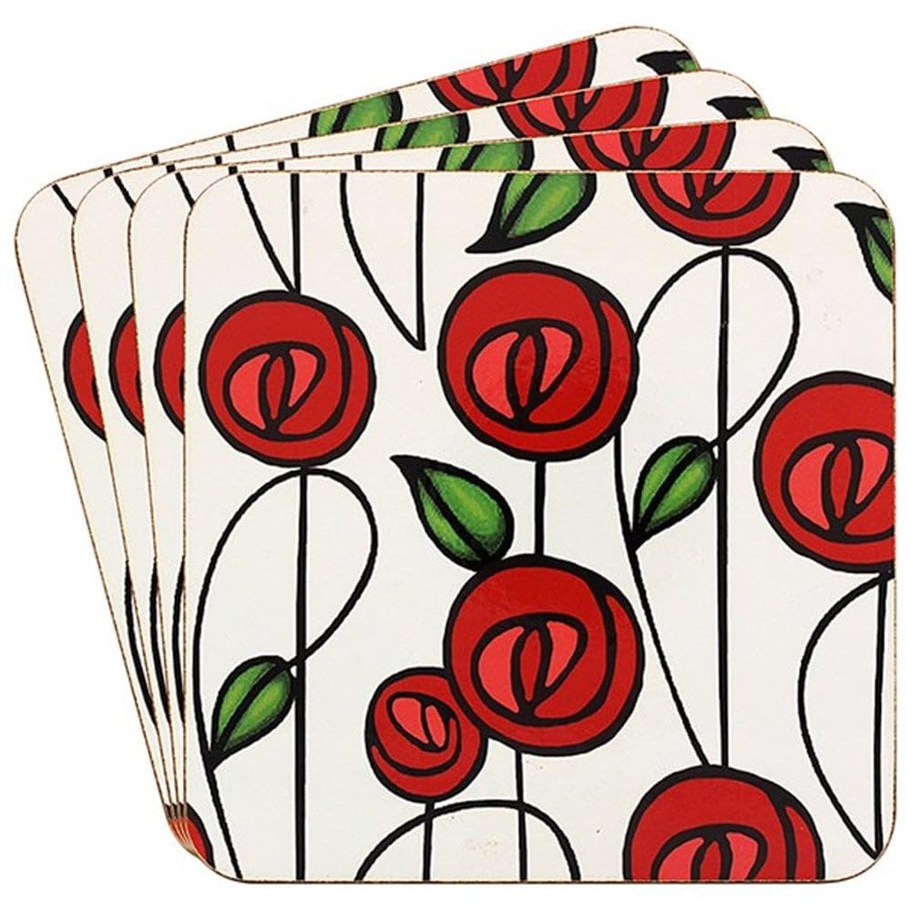 The Leonardo Collection Mackintosh Coasters Set Of 4 Charles Rennie For Home & Office | Stylish Coaster For Tabletops & Dining Spaces | Decorative Home Accessories For Drinks & Tables