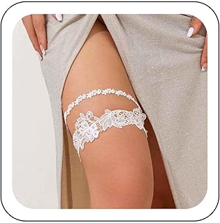 مجموعة أربطة زفاف للعروس من وينداليرن بتصميم زهور سوداء من الدانتيل، أربطة ساق دانتيل قابلة للتمدد، أربطة للفخذ، اكسسوارات للجسم للنساء