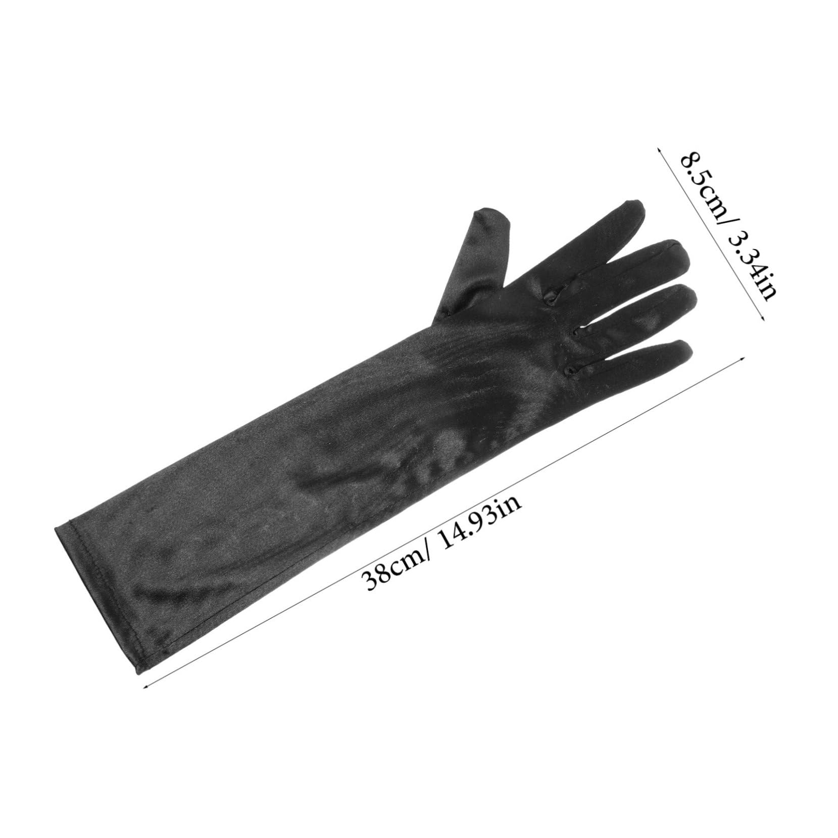 PartyKindom 2 Pairs Satin Stretchy Black Funeral Gloves Wedding Bridal Gloves for Women for Church Stretch Stain Resistant Tea Party Banquet Engagement Prom