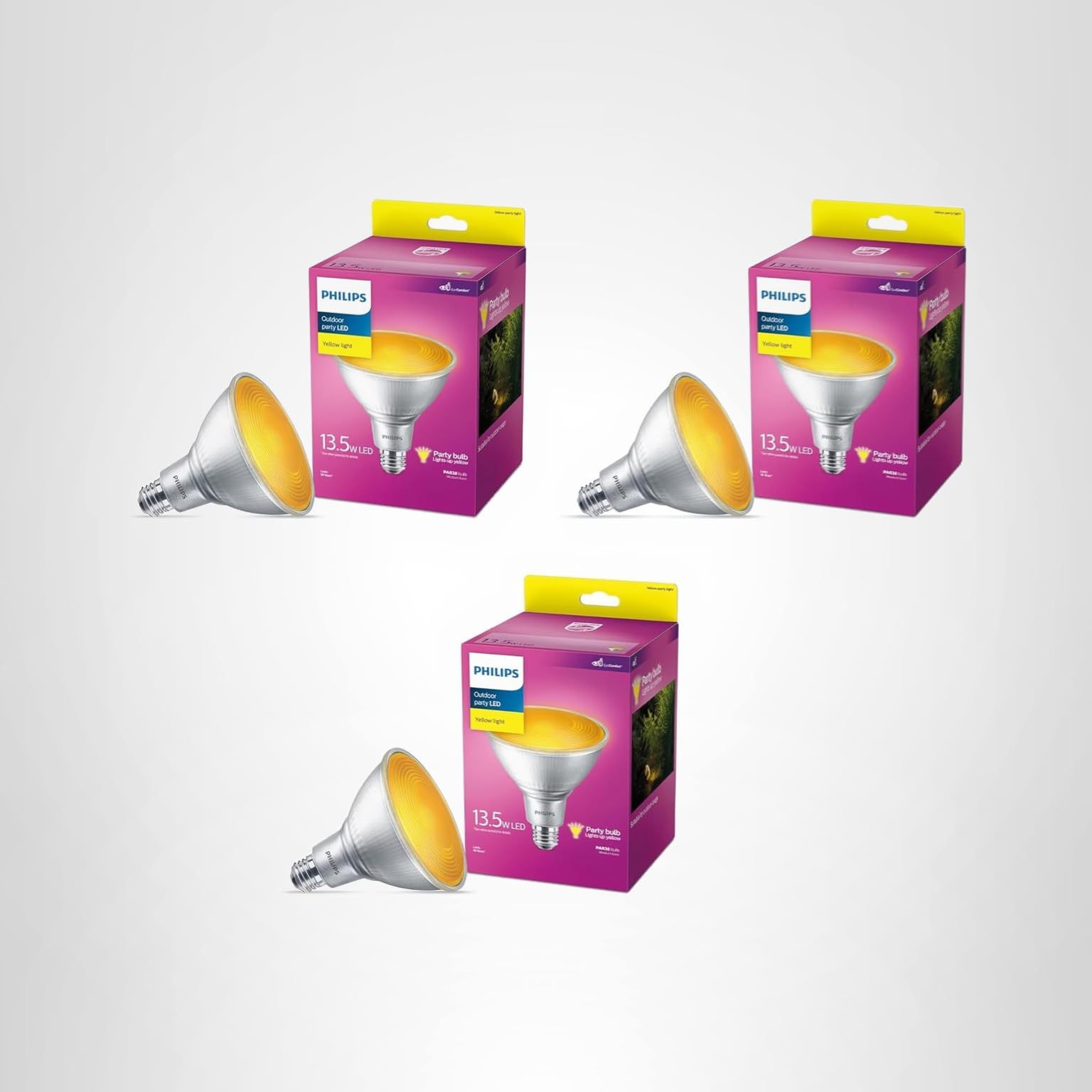 Amazon.com: PHILIPS LED 90W PAR38 3-Pack Outdoor Yellow Party