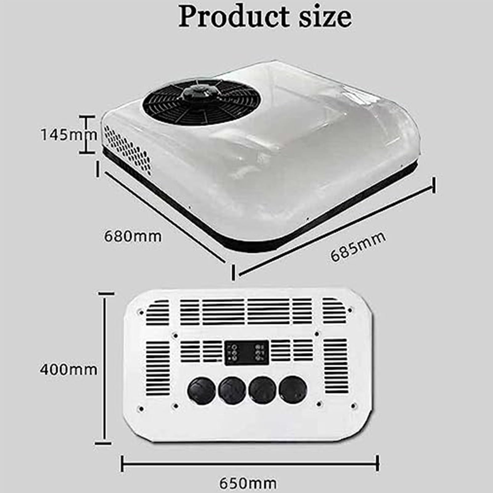 12V/24V CC aire acondicionado para techo de coche, ultrafino, para furgonetas, todoterrenos, camiones, caravanas, tractores, excavadoras, sist-ema ventilación coche, compresor aire White-12V