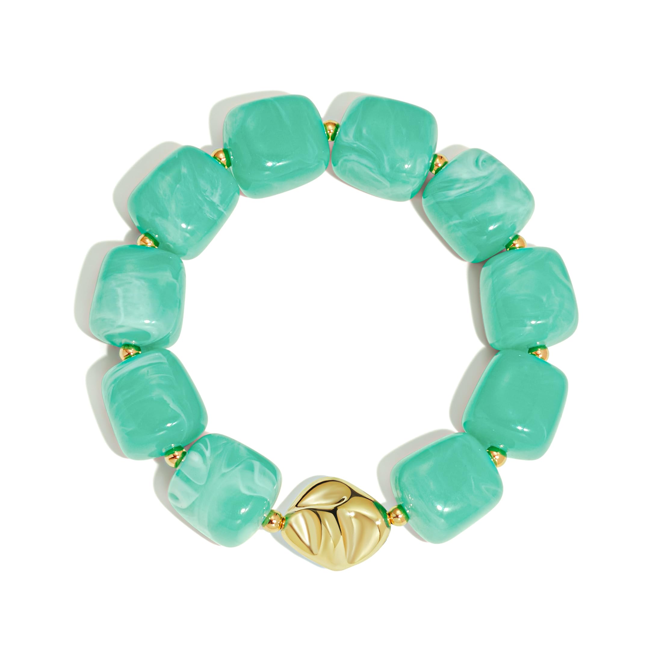 Bead Bracelet for Women Vibrant Color Resin Beads Bracelets Elastic Stretch Chunky Bracelet Boho Summer Beach Vacation Jewelry — view 7