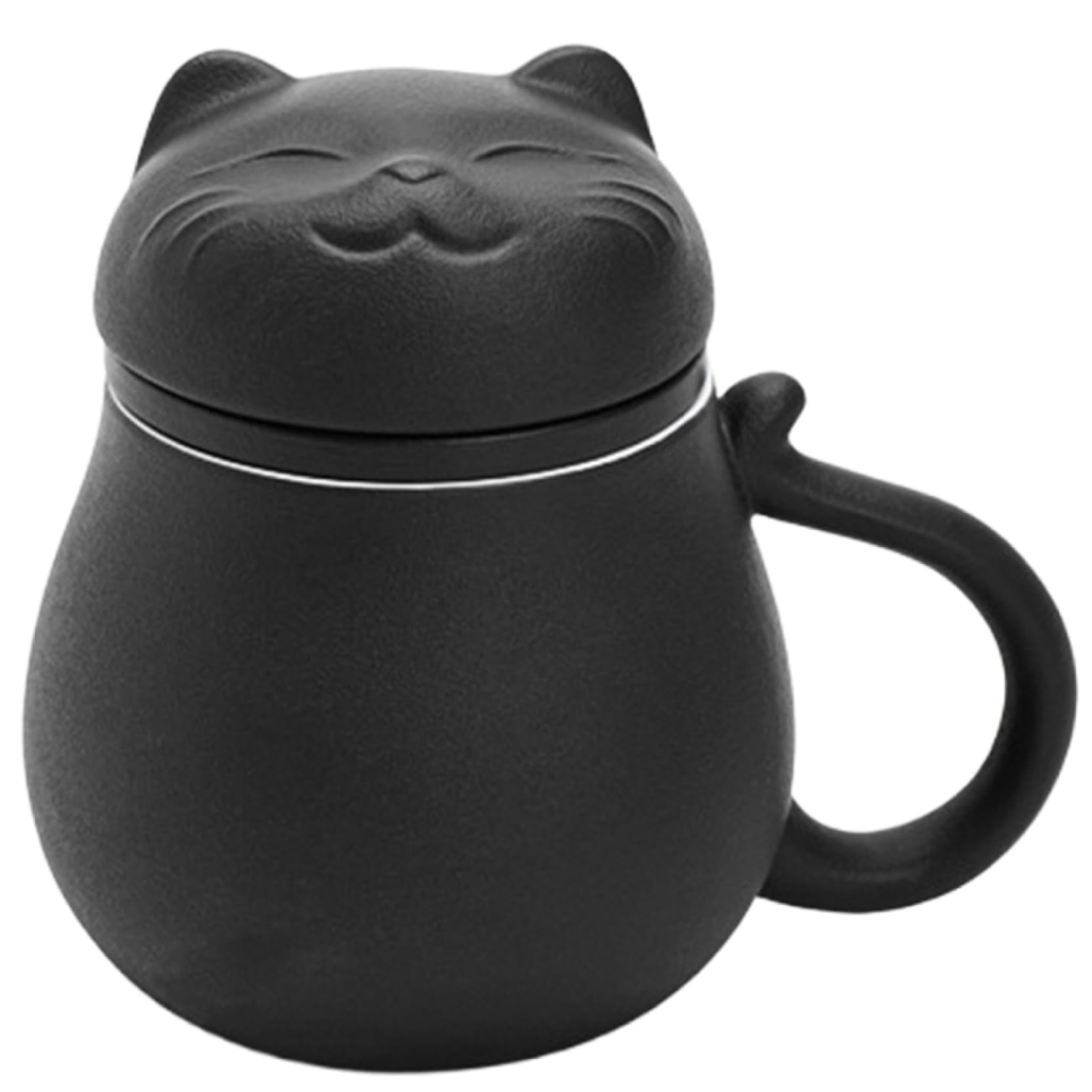 Tazza infuser per tè tazza di tè carino tazza di tè tazza di tè con coperchio e filtro per immergere tè a foglie sciolte, regalo per le vacanze, regalo di compleanno, casa calda 400 ml (nero)