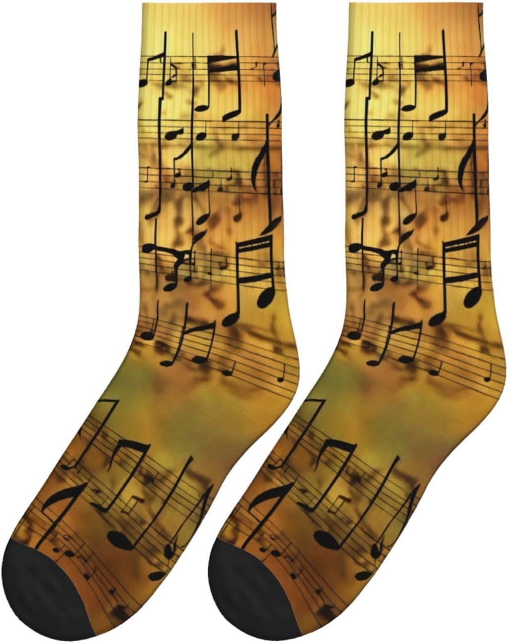 Music Note Print Adult Mid-Calf Socks Casual Athletic for men and women breathable comfortable socks