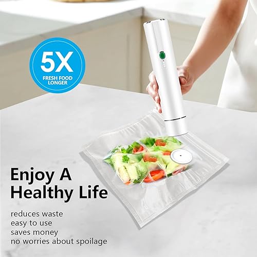 Miniatura 2 de Sellador al vacío, sellador al vacío para alimentos, sellador de vacío de mano (selladores al vacío+10 bolsas reutilizables de sellado al vacío)