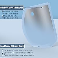 Vista 2 de Raspador de masa de silicona con lámina de acero inoxidable, raspador de tazón flexible de borde curvo para hornear, raspador de banco de silicona