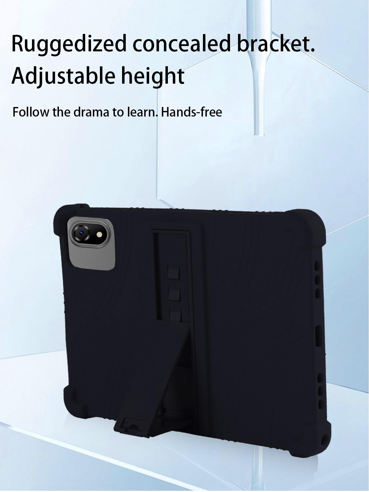 Custodia per tablet DOOGEE U10-V Android 15, custodia per tablet da 10 pollici, in morbido silicone regolabile, leggera e adatta ai bambini, colore nero.