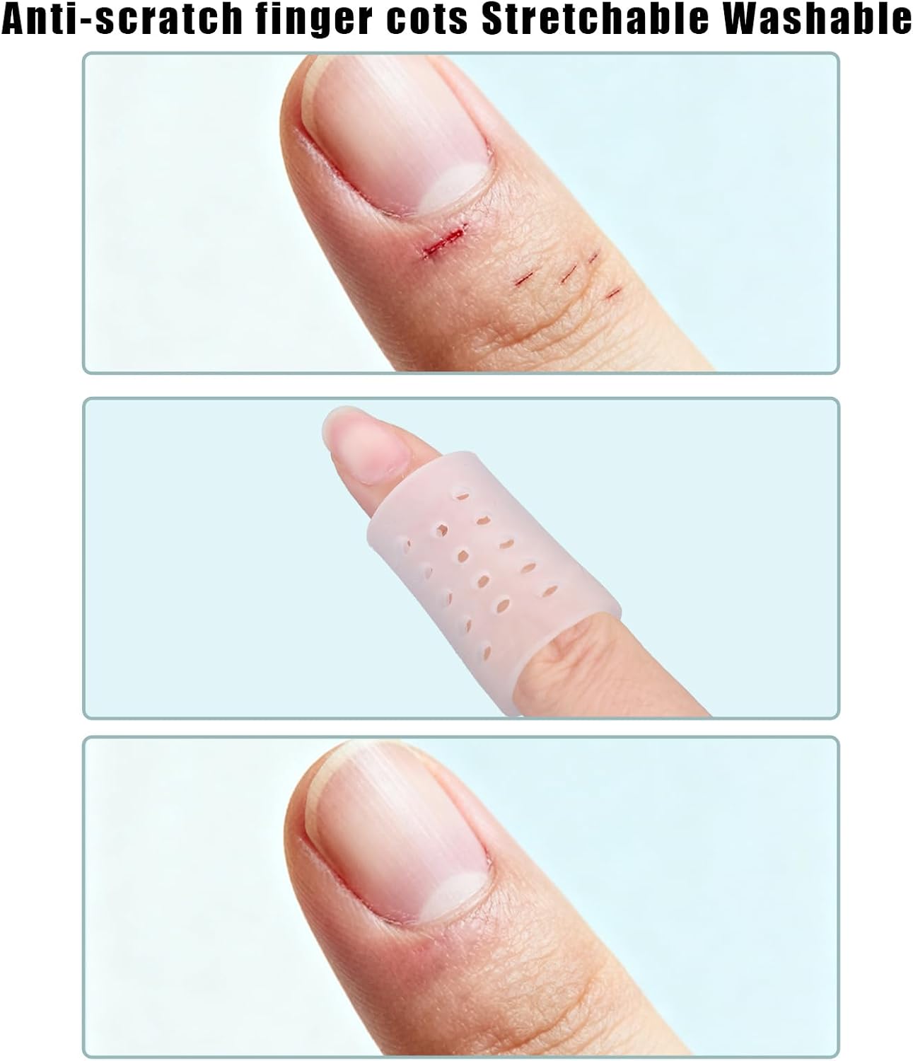 10pcs Anti Skin Picking Finger Covers, 3x1.9cm/1.18x0.75in Reusable Breathable Finger Protectors Skin Picking Protective Gloves for Cracked Hands & Hangnails
