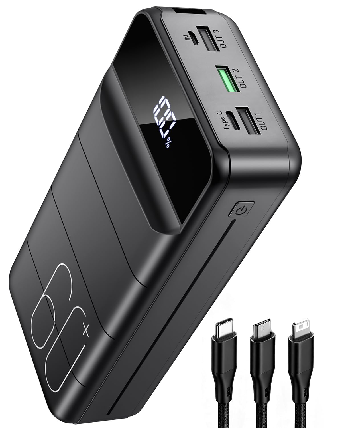 PDBEST 60000mAh Power Bank mit 22,5 W 3 in 1 Kabel Schnellladen Powerbank