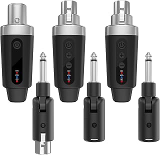 Naroote Wireless XLR Transmitter and Receiver Set 6.35mm Adapter for Microphones and Instruments with 30-50m Range 8 Volume Levels Rechargeable Battery for Indoor Outdoor Use (1-to-2)