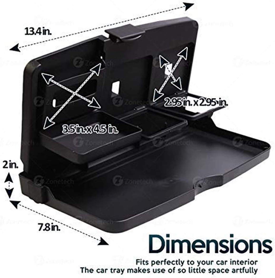 Zone Tech Multi-Functional Portable Foldable Car Seat Tray Desk - 2-Pack Black Portable Car Vehicle Back Seat Tray Table for Food, Meal, Snack, Laptop - Stay Organized When on the Go