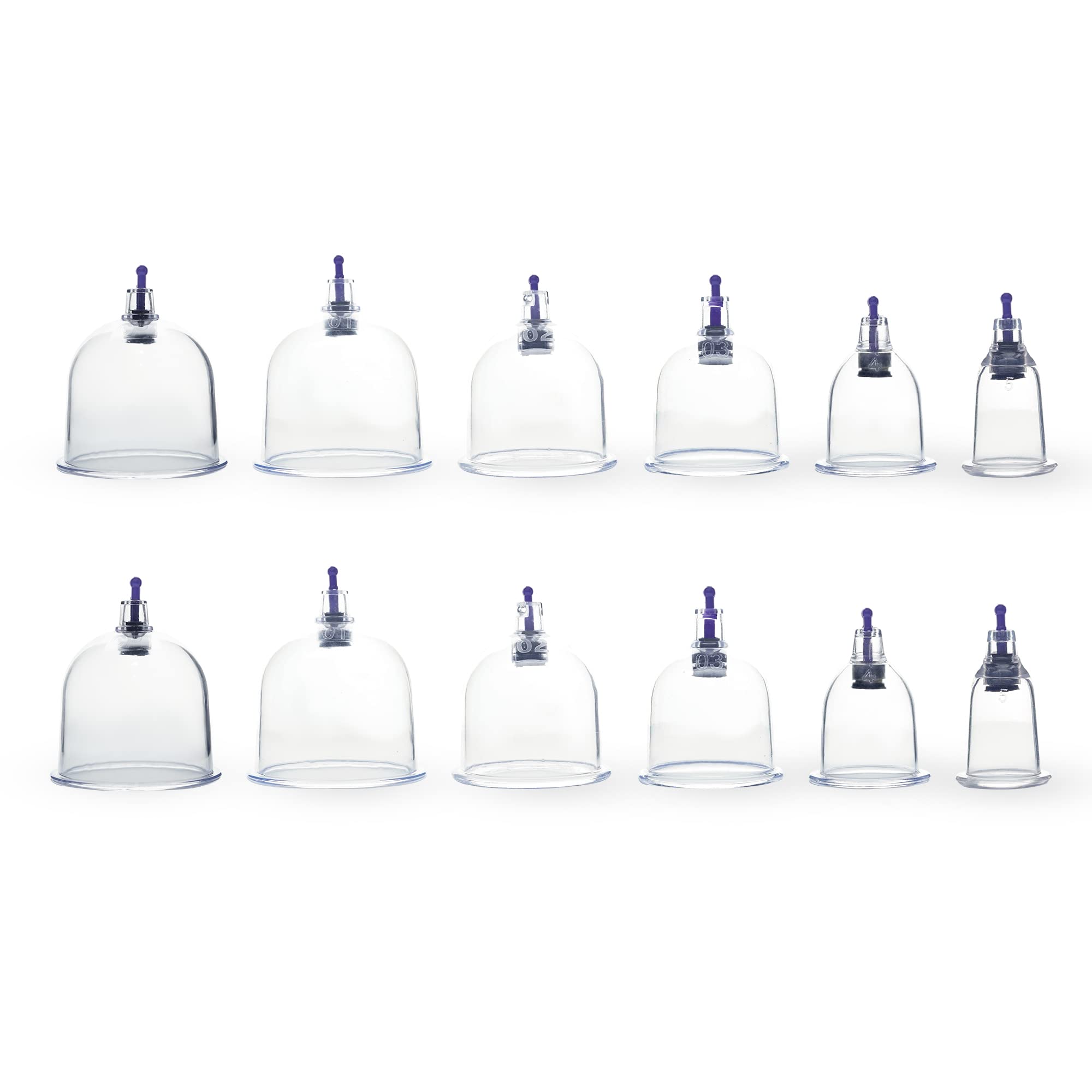 Crescent Hijama Cups, 18 Pcs (3 Pair, Size 1-6)