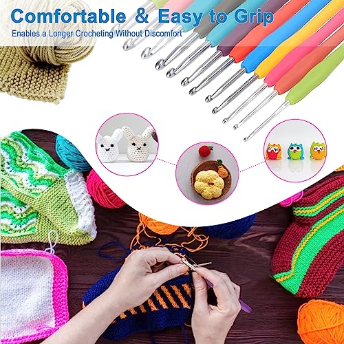 Image of Vodiye 12 Sizes Crochet Hooks 2.0-8.0mm, Ergonomic Crochet Hook Set, Crochet Needles for Beginners, DIY Projects and Craft Lovers