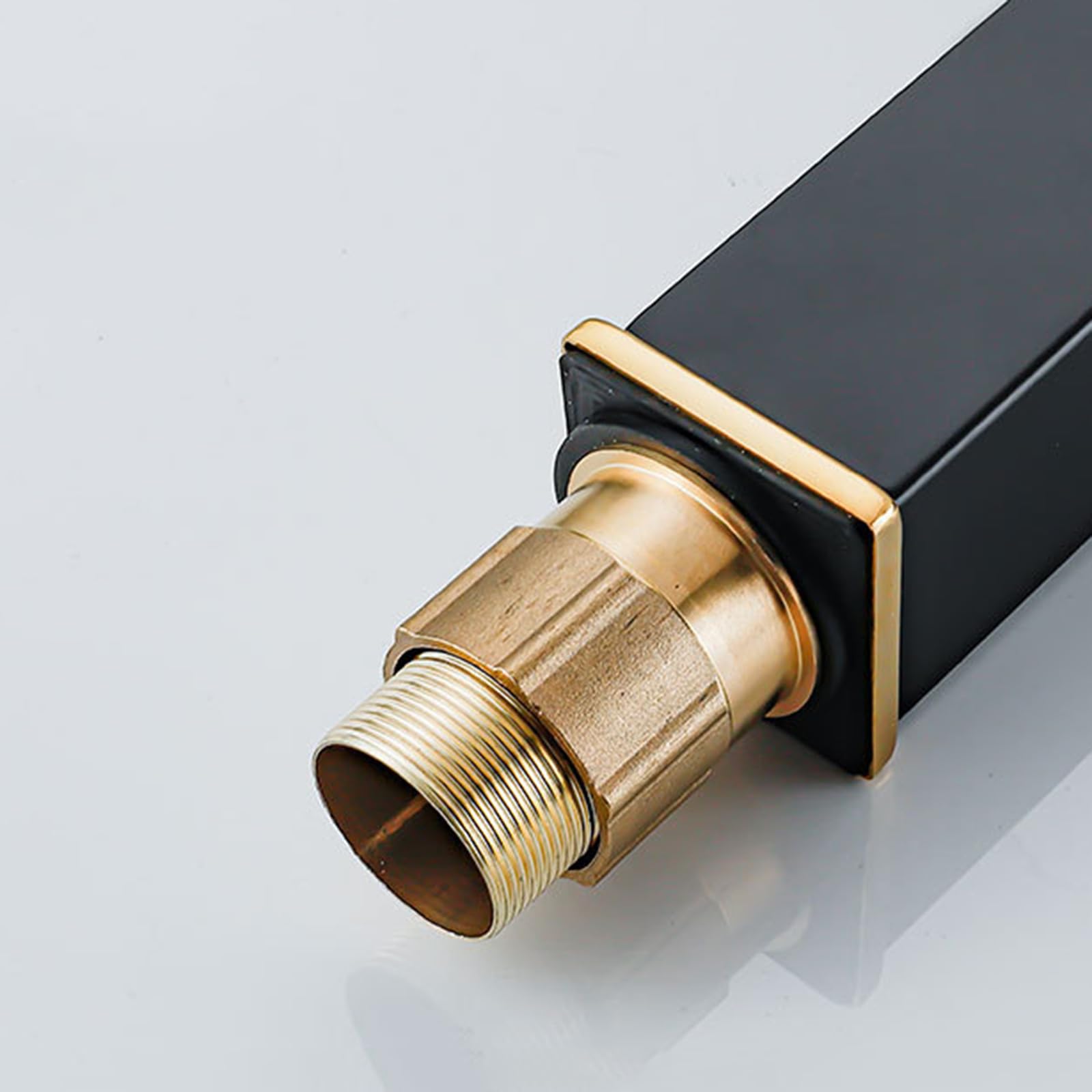 Wasserhahn Bad Hoch Wasserfall Warm Und Kalt-Einhebel-Waschtischarmatur Edelstahl Armatur Aufsatzwaschbecken,schwarz+gold