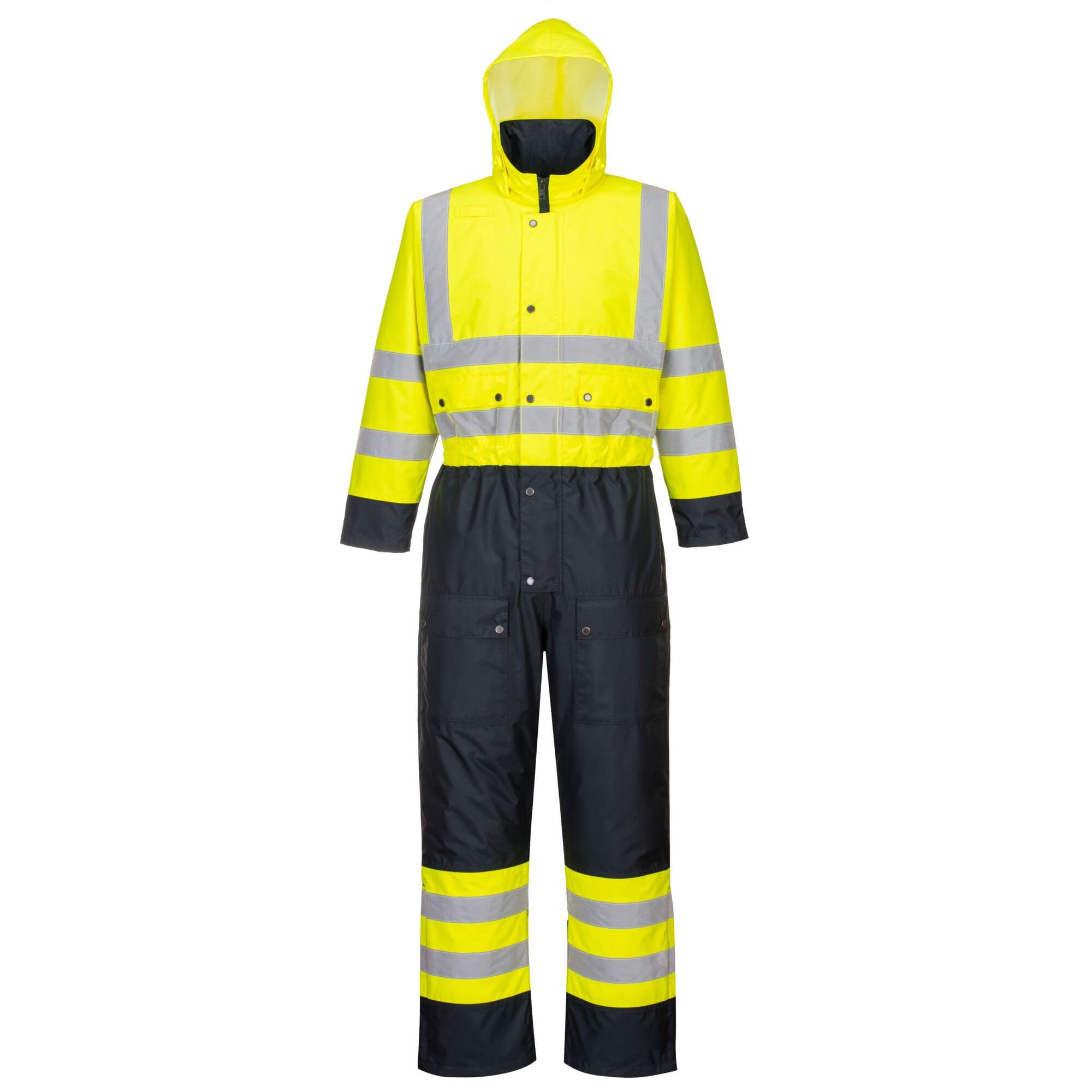 Portwest S485 Ostrzegawczy Kontrastowy Ocieplany Kombinezon, Żółty/Granatowy, Rozmiarowy XXXL