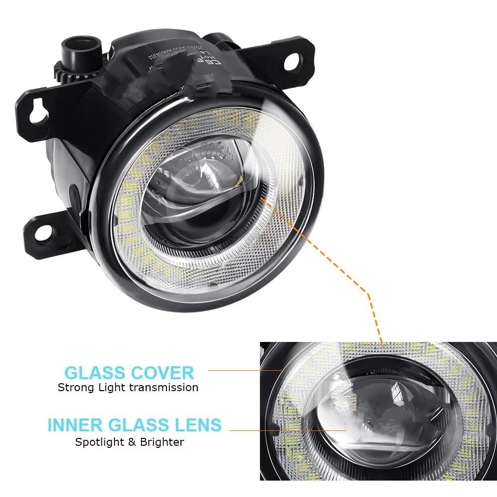 Faro Fanale Proiettore Faro Principale 2 X Per Jeep Per Renegade BU 2015 2016 2017 2018 2019 2020 Auto Anteriore Fendinebbia Gruppo Luce LED Angel Eye Daytime Running Light DRL H11 ( Size : White and