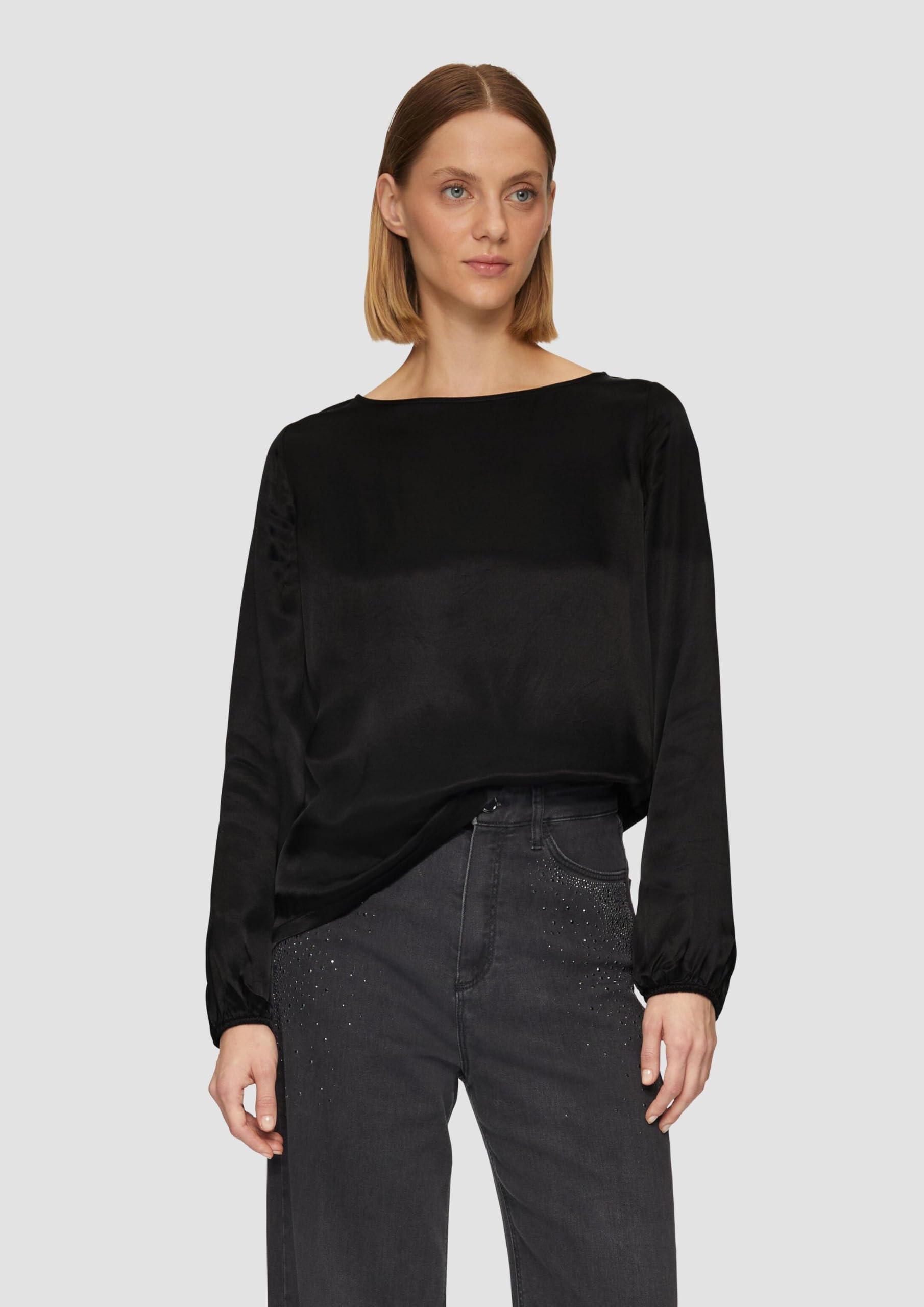 s.Oliver Damen Satiniertes Blusenshirt aus Viskose Blusenshirt Langarm (1er Pack)