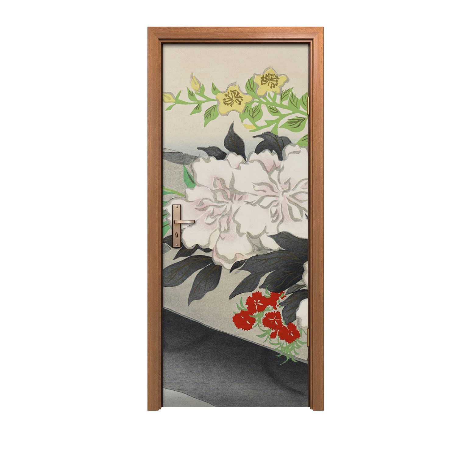 Autocollant de porte fleur d'eau 90x200cm pour décoration murale adhésive de maison