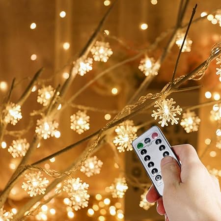 Amazon Co Jp V Dank Led イルミネーション ライト ストリングライト 電池 6m 40電球 8パターン 防水 電飾 フェアリーライト ガーデンライト リモコン操作 クリスマス ツリー 飾り物 高輝度 屋外 室内 ハロウィン 新年 結婚式 誕生日 記念日 デコレーション 雪型 おもちゃ