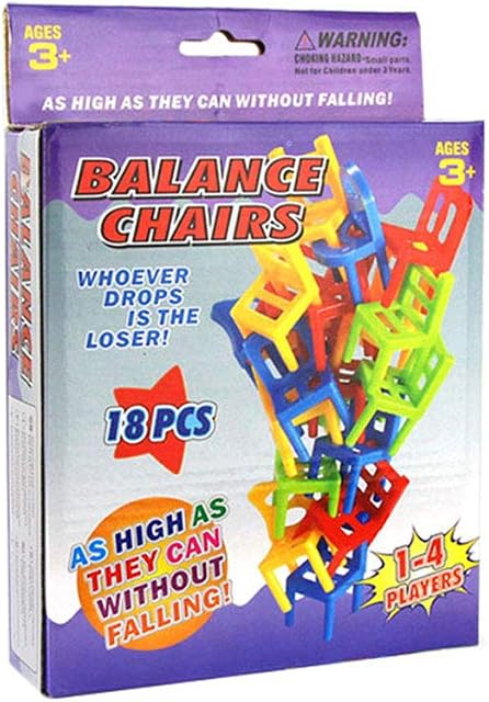 rongweiwang 18Pcs Balance Stacking Game Mini Chairs Children Educational Kids Desk Puzzle Balancing Training Toy