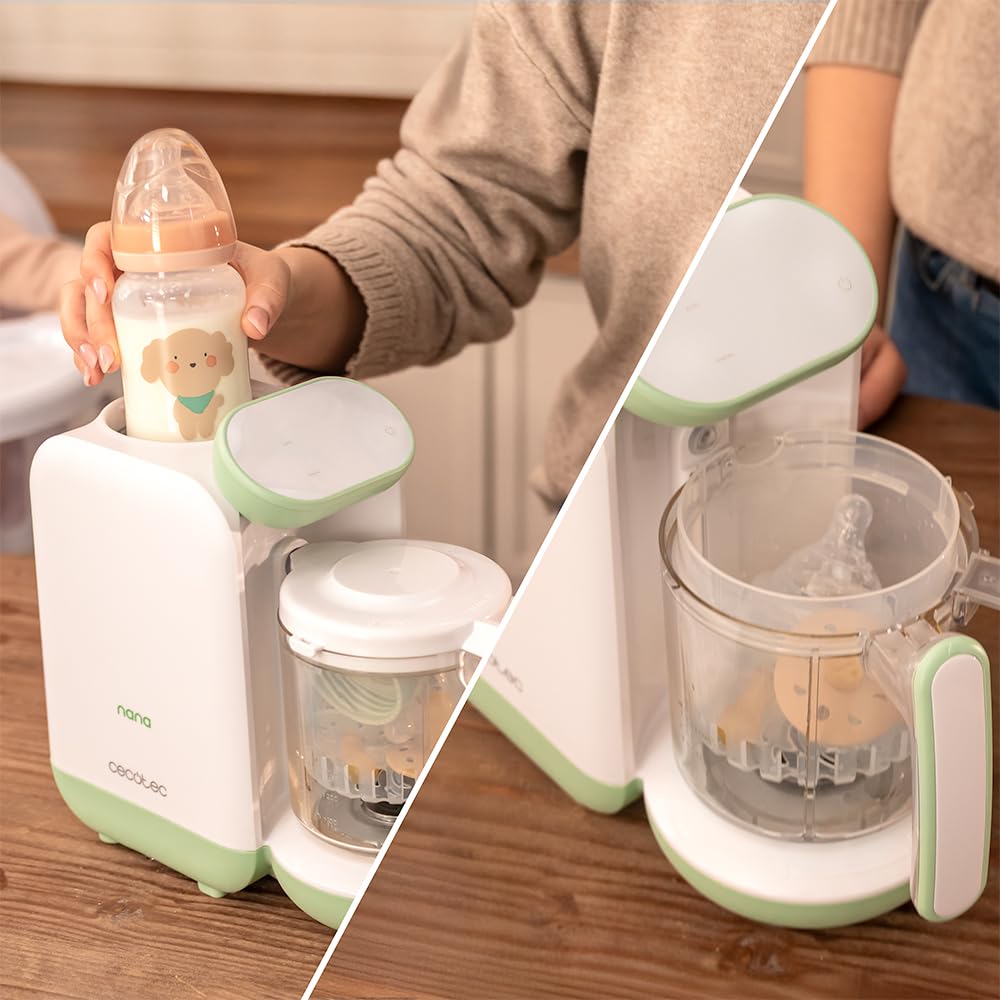 Cecotec Robot de Cocina Bebé, Procesador de Alimentos Nana BabyCare FoodProcessor. Hierve, Tritura, Esteriliza y Calienta Biberones, sin BPA, Apto para Frutas, Verduras y Carnes, Incluye Recetario