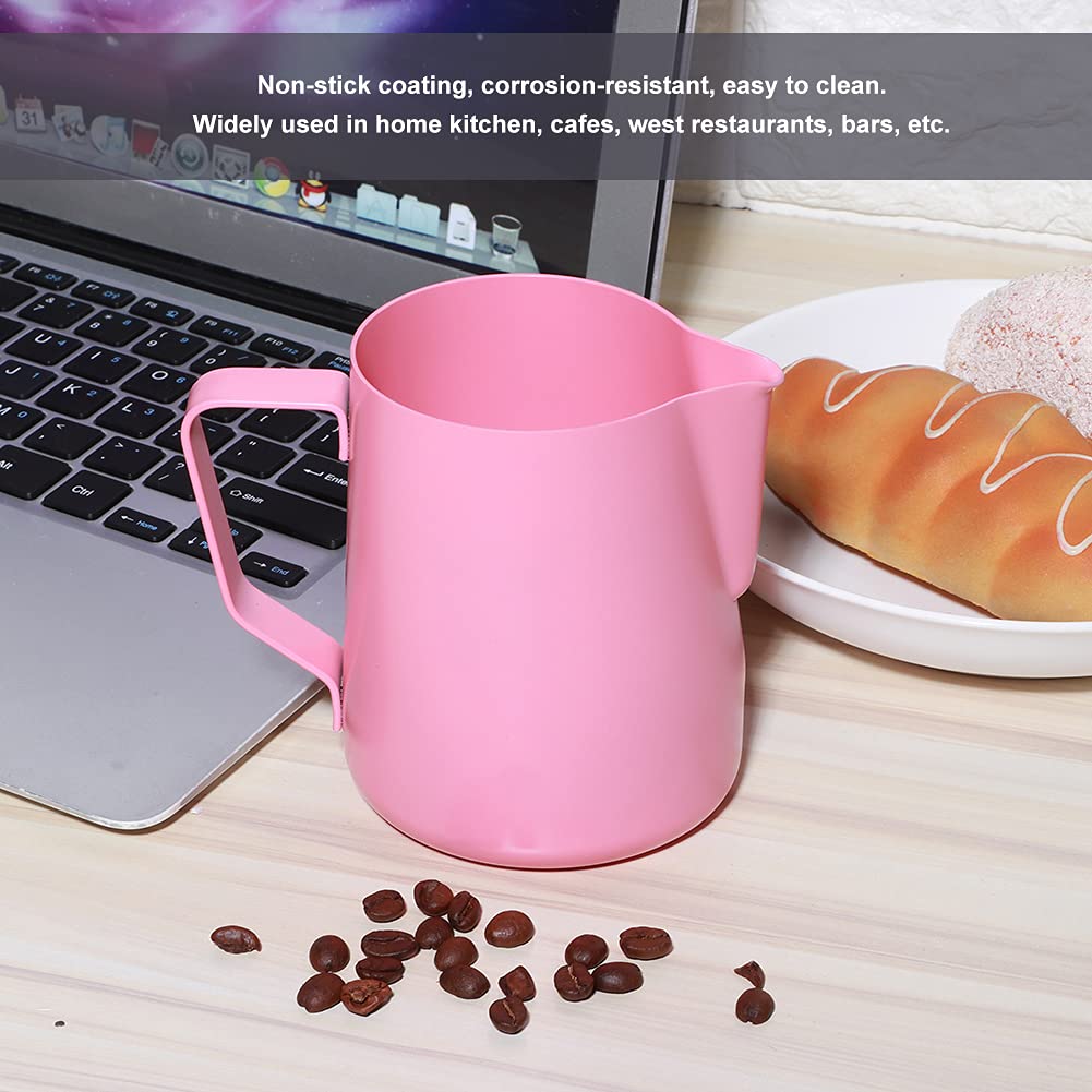 Brocca In Acciaio Inox Per Montare Latte 600 Ml – Beccuccio Antigoccia Per Latte Art – Colore Rosa