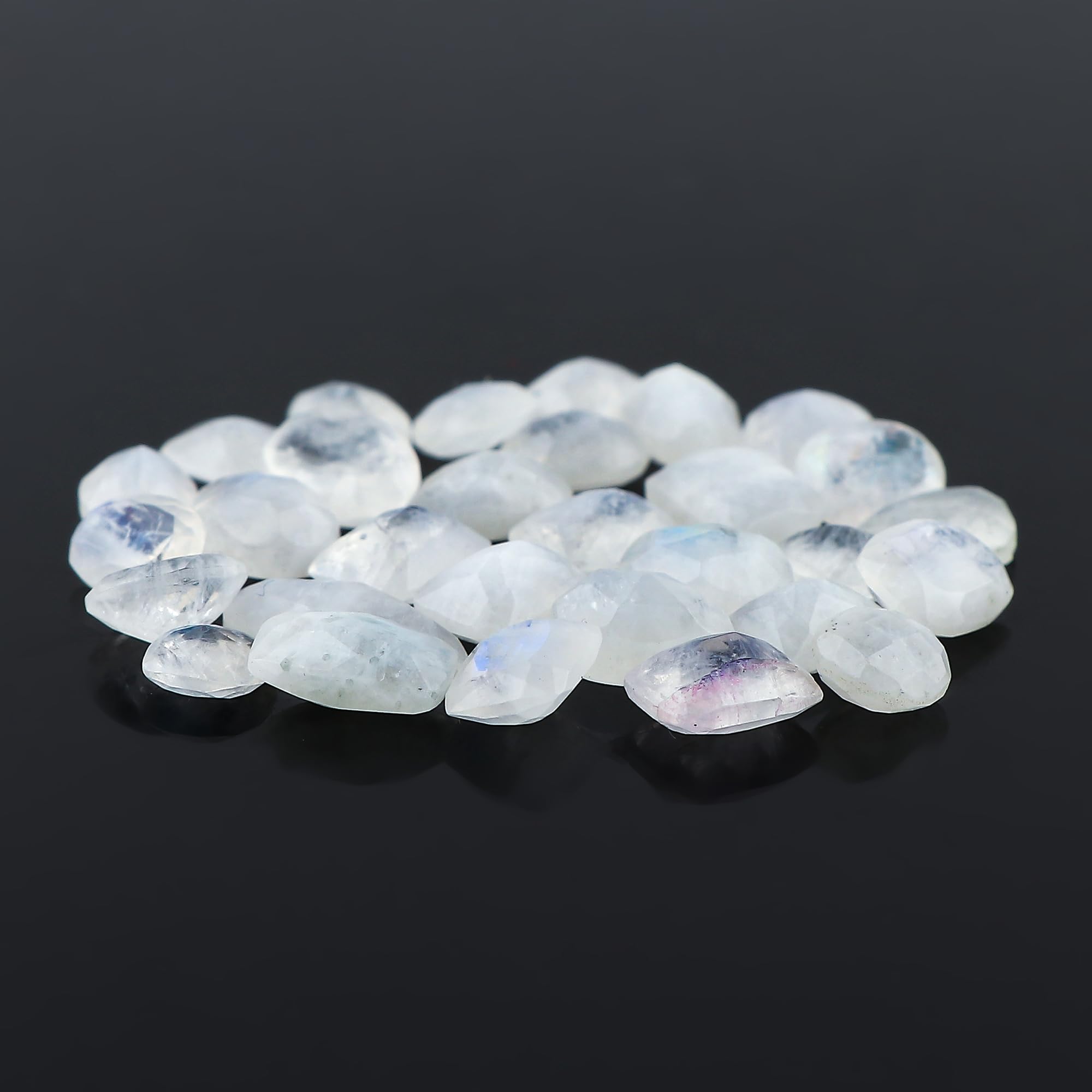 GEMKORA Natural Moonstone Briolette Cut Gemstones Wholesale Cabochons for Jewelry Making Mix-Shapes, white, 8-10mm - Image 3