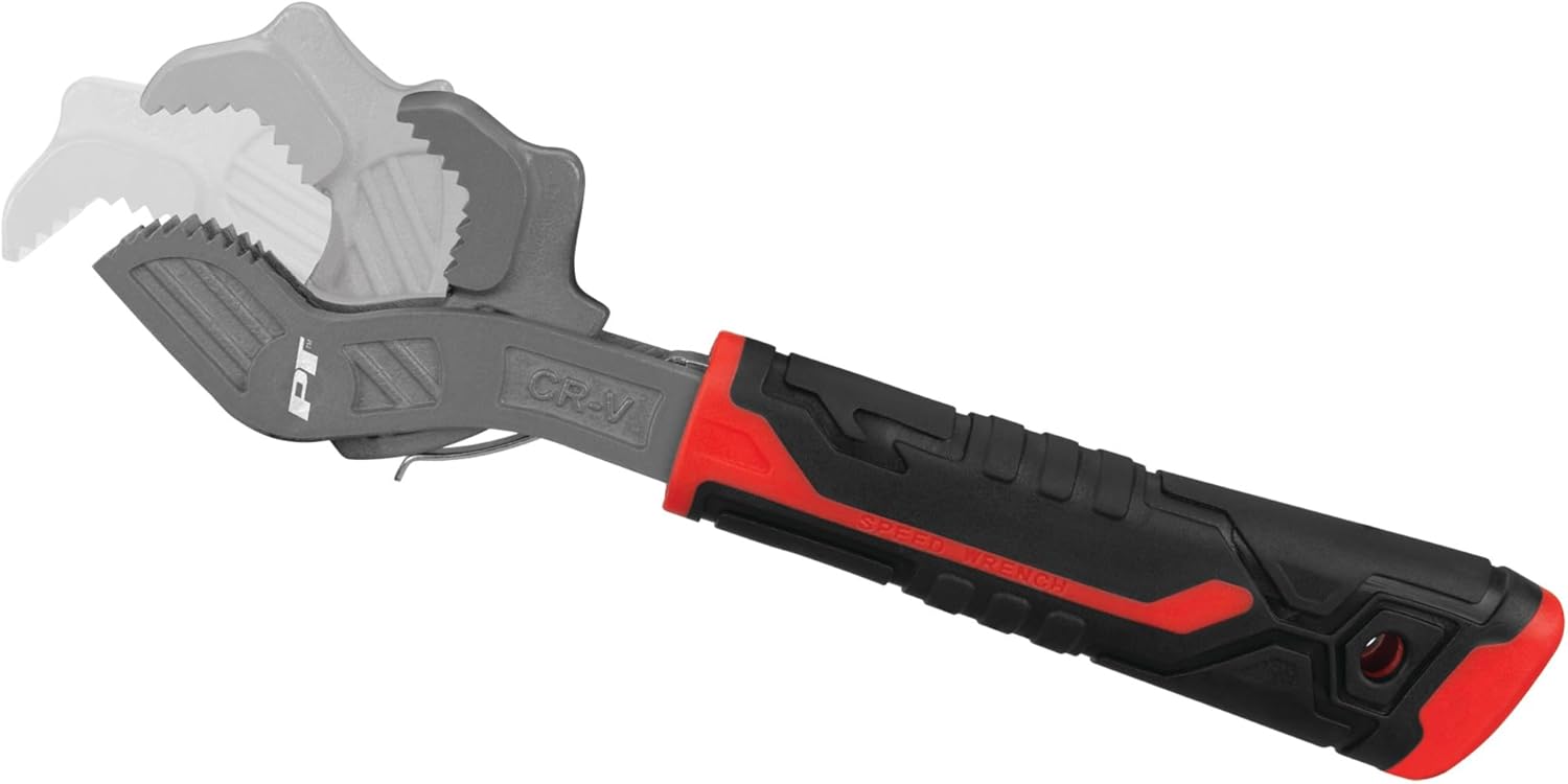 Performance Tool W30797 8 In. Universal Wrench, Drop-Forged Chrome Vanadium, Ratcheting Action, Spring-Loaded, TPR Handle