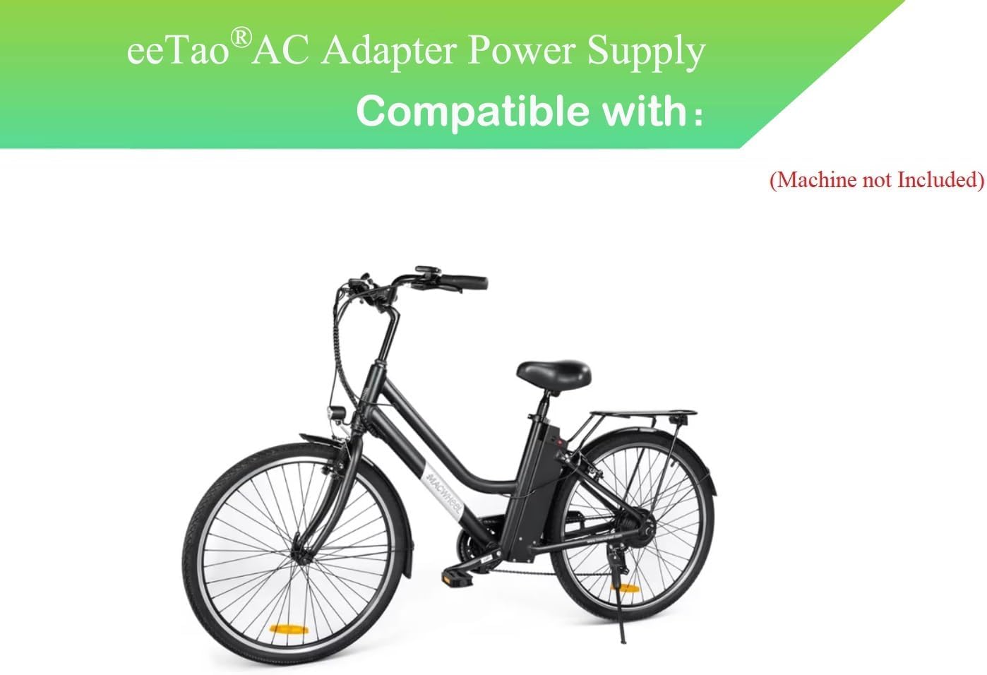 eeTao 3-Pin 36V AC/DC Adapter connected to a Macwheel electric folding bike