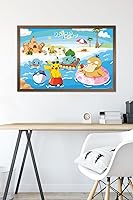 Vista 50 de Trends International Pokémon - Summer Wall Poster, 34L x 22.4W, Gold Framed Version