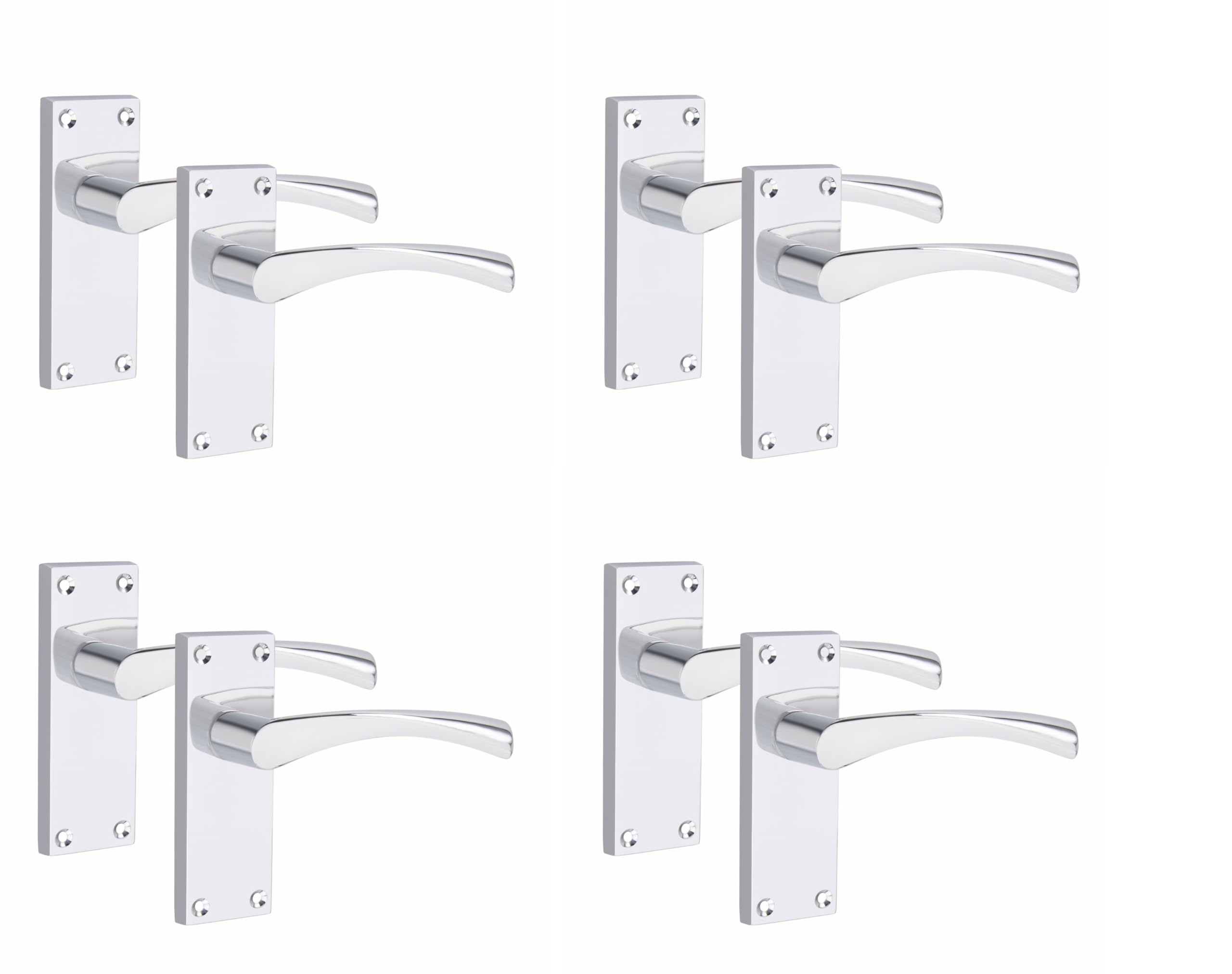Golden Grace Silver Victorian Scroll Astrid Latch Door Handle 4 Pack - 120 x 40mm