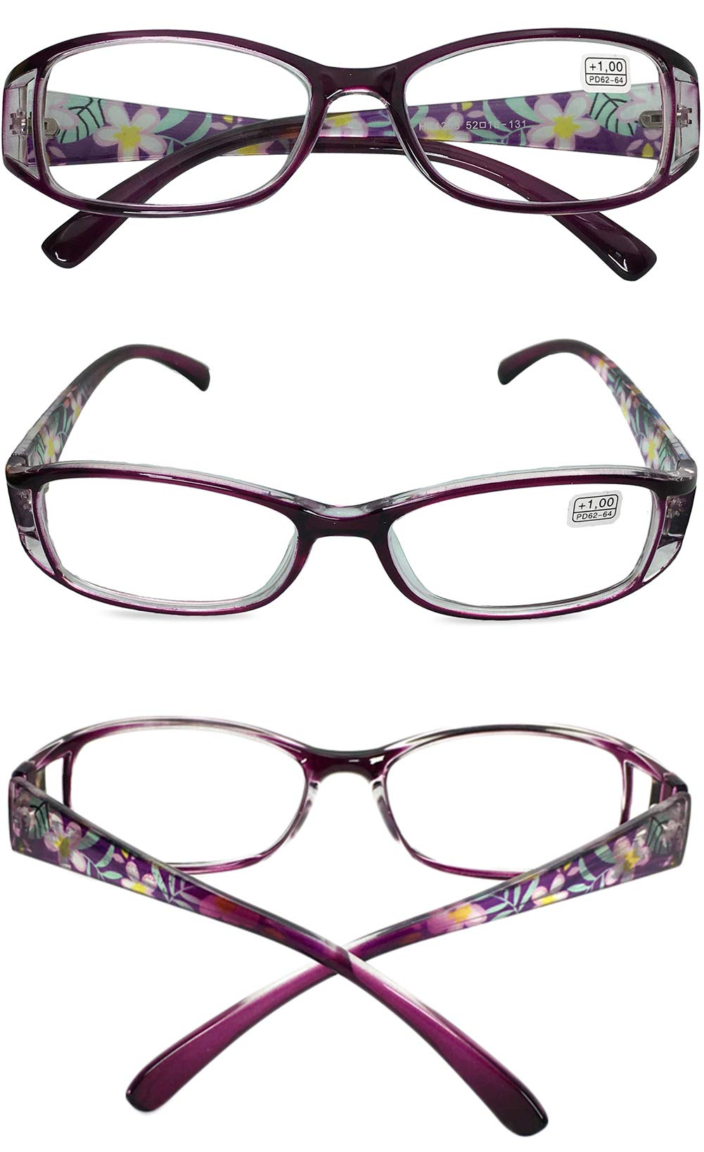 KOOSUFA Lesebrillen Damen Lesehilfe Sehhilfe Augenoptik Blumen Qualität Vollrandbrille 1.0 1.25 1.5 1.75 2.0 2.25 2.5 2.75 3.0 3.5 4.0 4.5 5.0 5.5 6.0