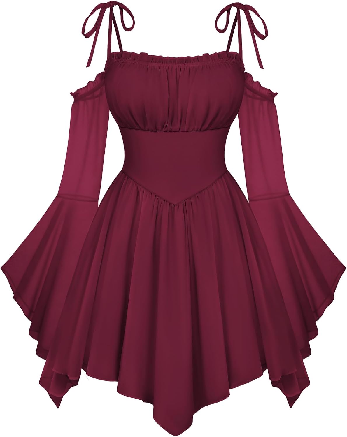 Scarlet Darkness Womens Renaissance Fairy Dress A Line Boho Off Shoulder Corset Dress with Pockets