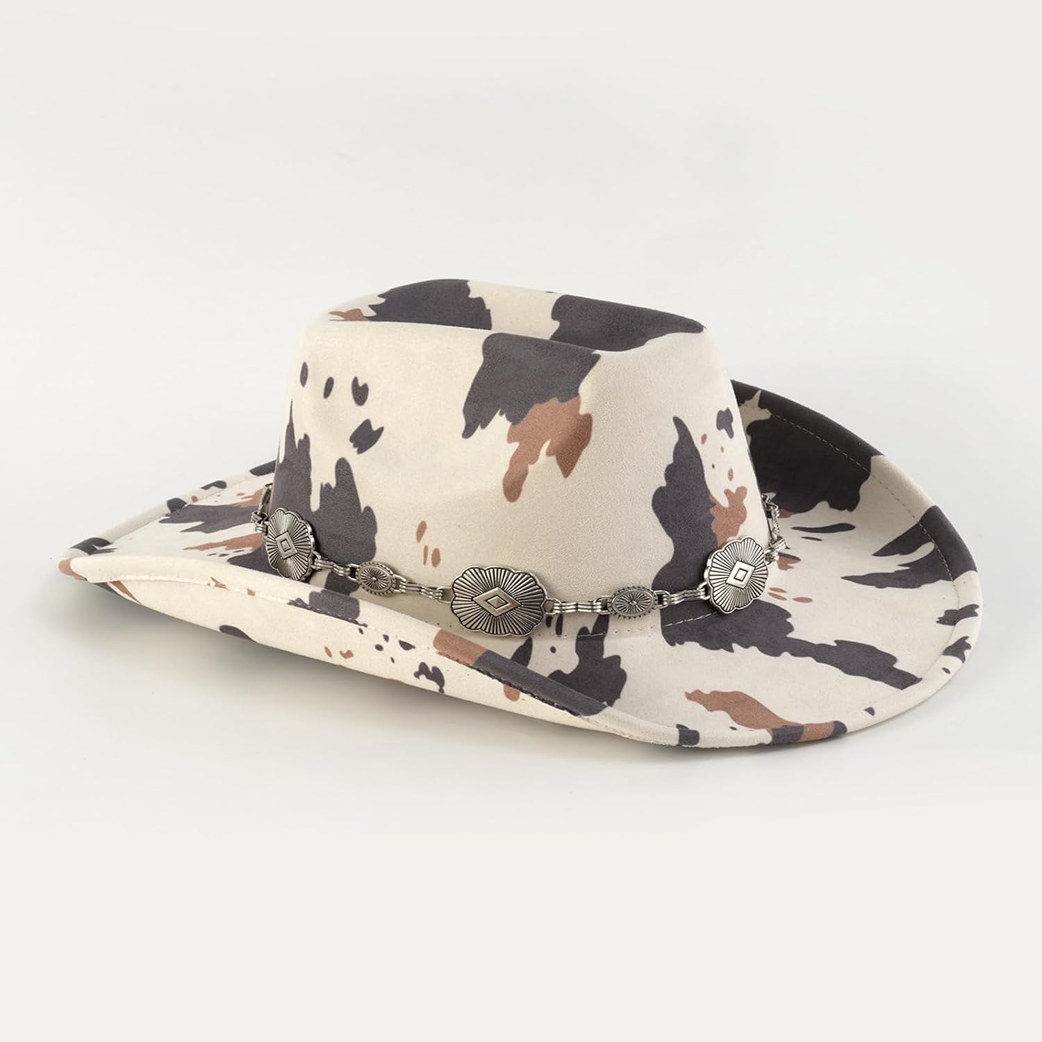 Adult Cowboy Hats with Cow Pattern Eye Catching Ethnic Cowgirl Hat Model Show Photography Cowboy Hats Felt