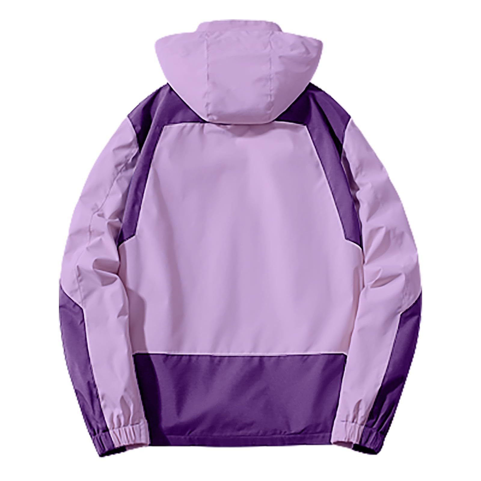 Generisch Regenjacke Damen Wasserdicht Softshelljacke Atmungsaktiv Leichte Sommerjacke mit Kapuze Regenmantel Windbreaker Lang Übergangsjacke Funktionsjacke Outdoorjacke