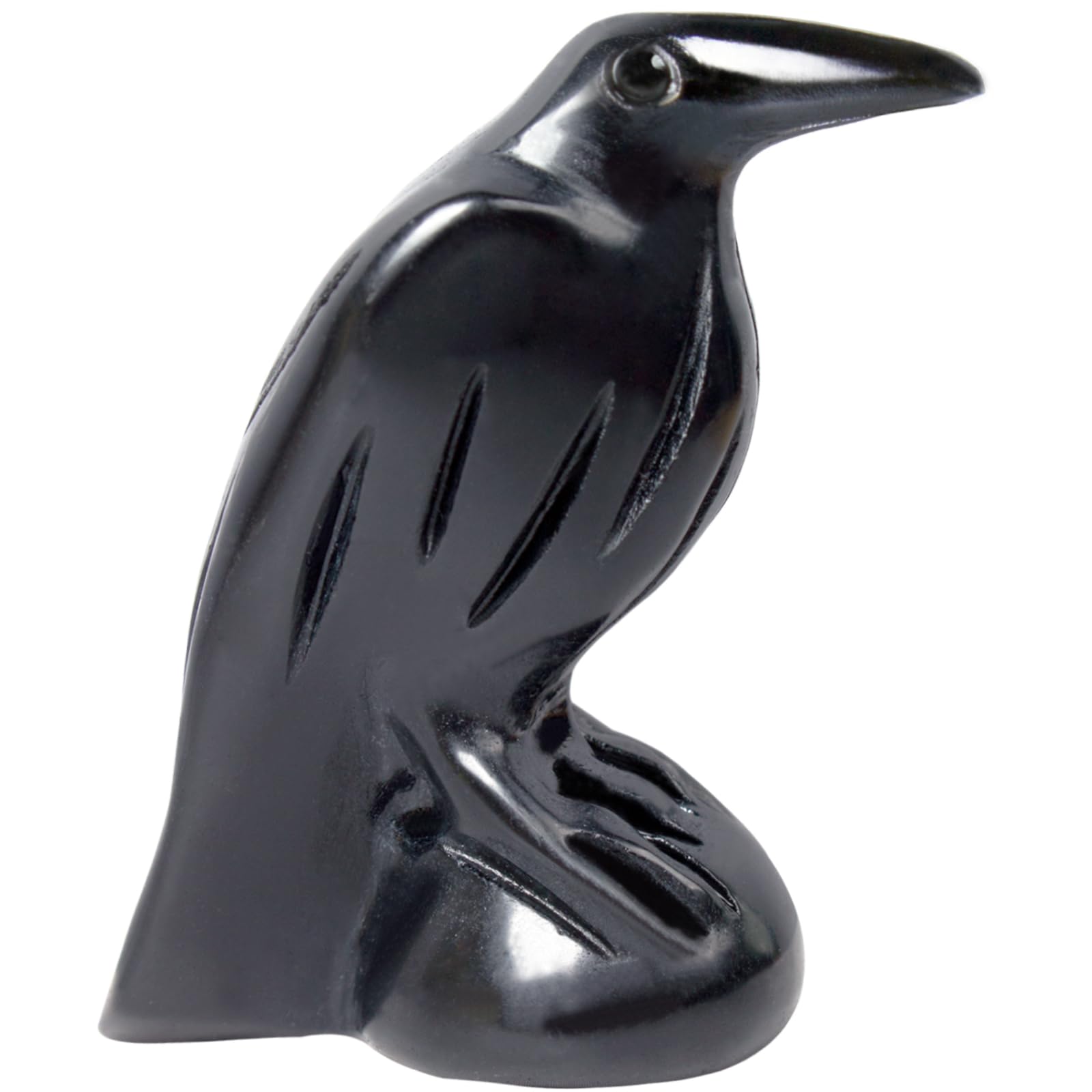 Hguxmcu Natural Black Obsidian Raven Statue