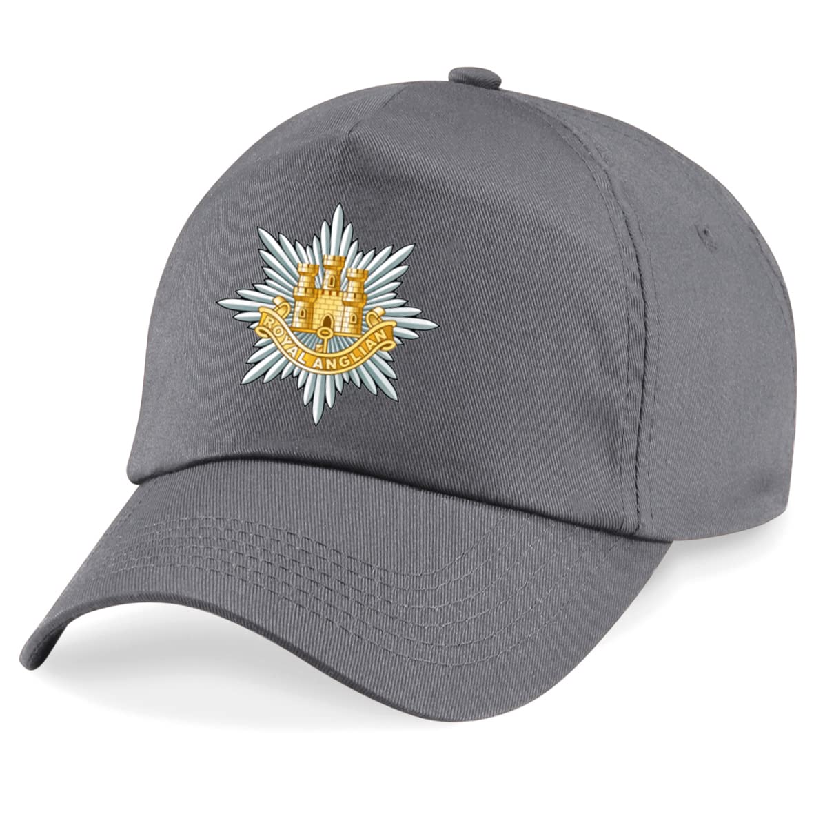 PSave Royal Anglian Regiment Insignia Embroidered Baseball Cap British Army Military Embroidery (Grey)